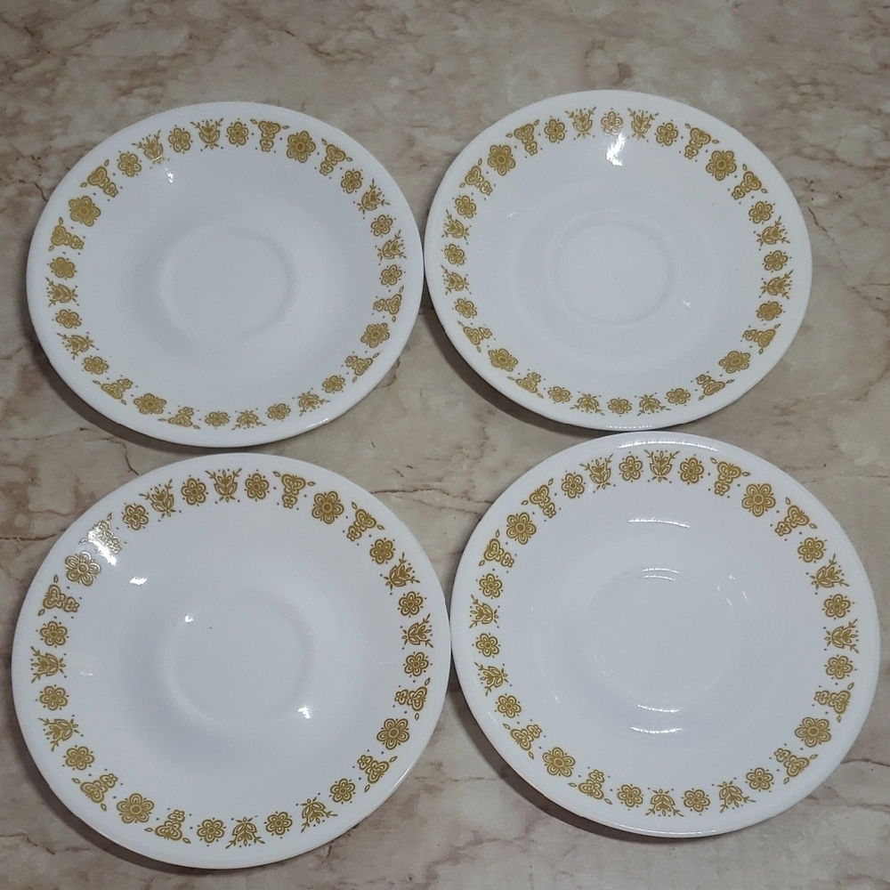 Corelle Vintage White and Gold Floral Dessert Plates Bundle Of 4